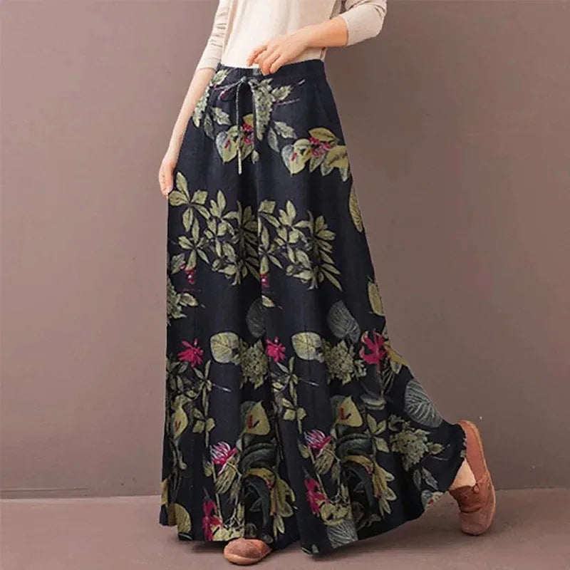 Women Floral Print Wide Leg Pant
